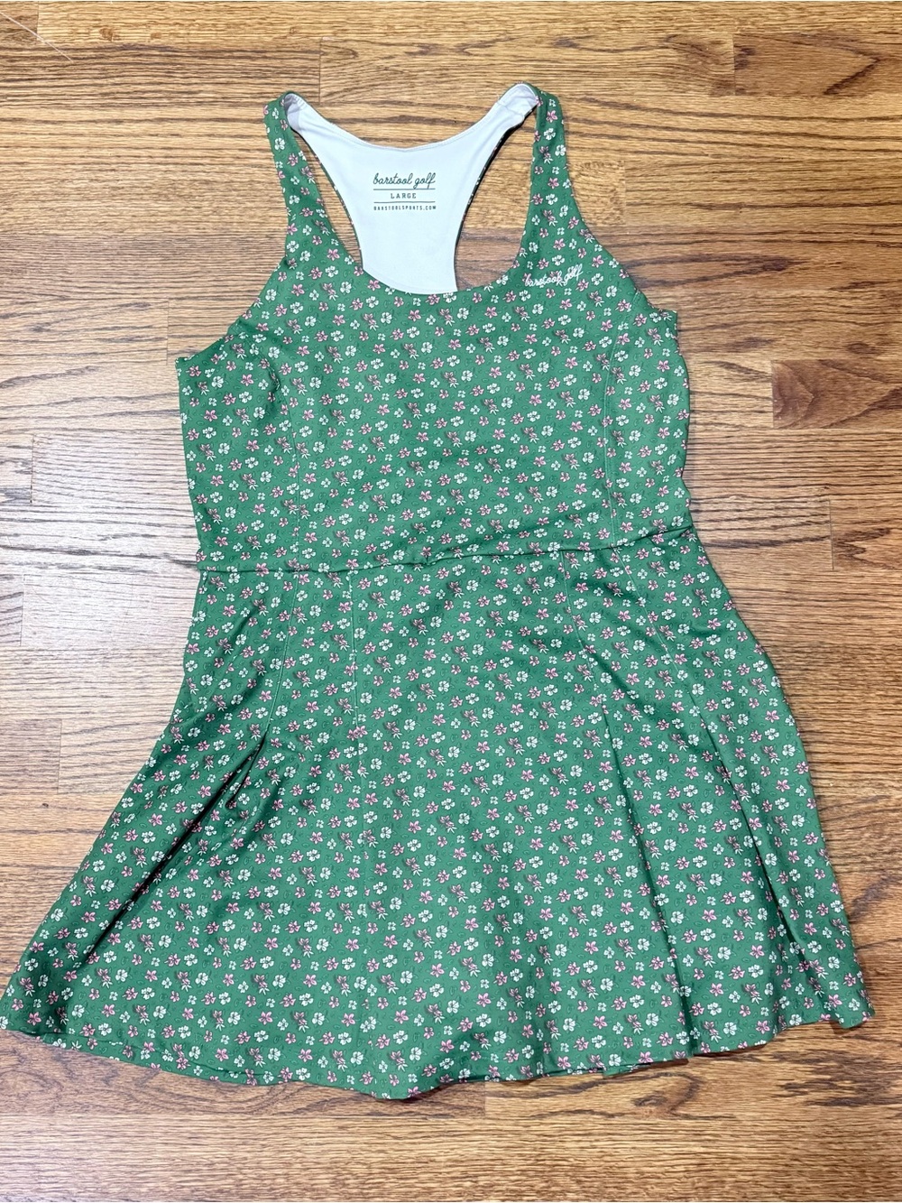 Barstool Golf Dress Womens Size Large Green Floral Tennis Built-In Shorts Active